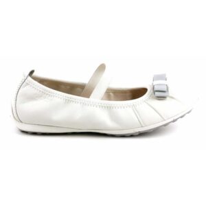 Μπαλαρίνες δερμάτινες, Geox, J Piuma A, White, Famous Kids 1