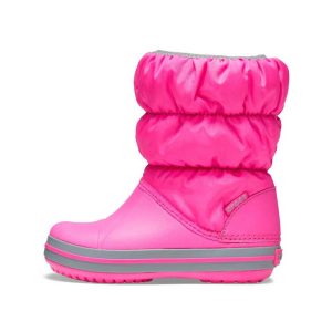 Παιδικές γαλότσες, Crocs, Winter Puff Boot Kids, Pink Grey, Famous Kids 1