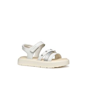 Παιδικά πέδιλα, Geox, J Sandal Kodette, White Silver, Famous Kids 1