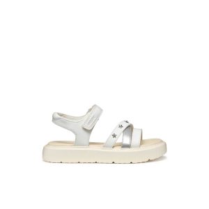 Παιδικά πέδιλα, Geox, J Sandal Kodette, White Silver, Famous Kids