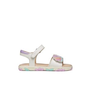 Παιδικά πέδιλα, Geox, J Sandal Haiti, White Lt Pink, Famous Kids