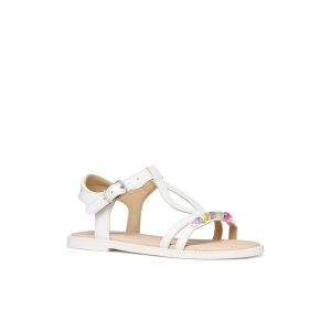 Παιδικά πέδιλα, Geox, J Sandal Karly, White, Famous Kids 1
